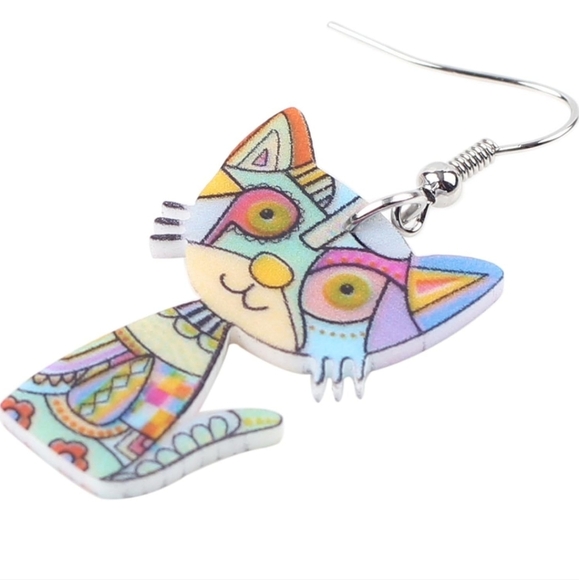 Colorful Cat Earrings - Picture 3 of 4